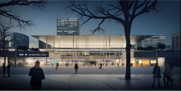 zuidasdok vooraanzicht station amsterdam zuid